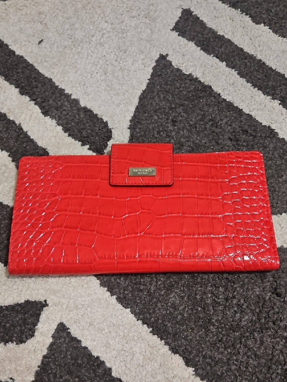 kate spade Red Croc-Embossed Clutch Wristlet